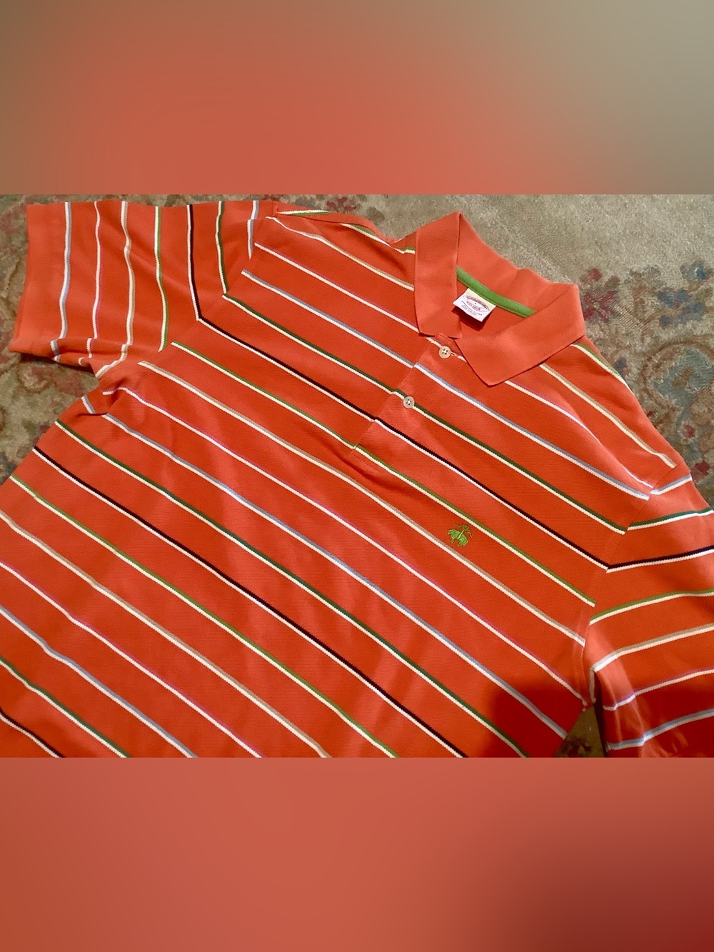 Brooks Brothers Orange Striped Performance Polo - Men’s Sz L - EUC